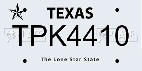 TPK4410 Texas License Plate