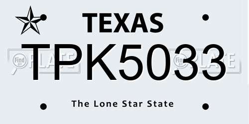 TPK5033 Texas License Plate