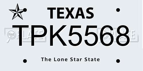 TPK5568 Texas License Plate