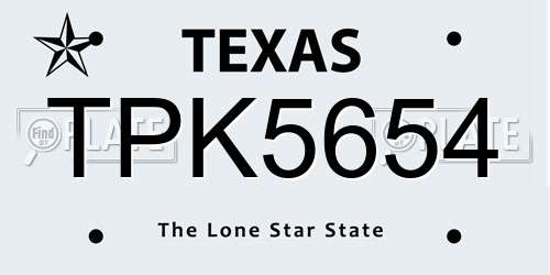 TPK5654 Texas License Plate