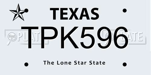 TPK596 Texas License Plate
