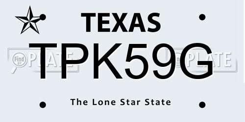 TPK59G Texas License Plate