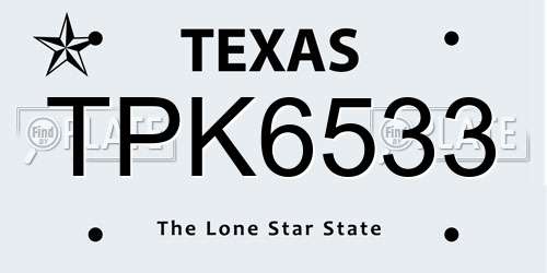 TPK6533 Texas License Plate