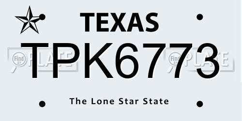 TPK6773 Texas License Plate