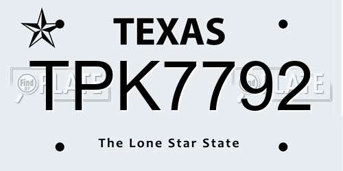 TPK7792 Texas License Plate