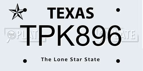 TPK896 Texas License Plate
