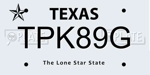 TPK89G Texas License Plate