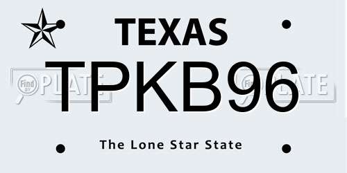 TPKB96 Texas License Plate