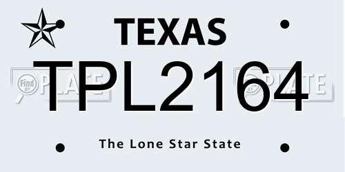 TPL2164 Texas License Plate