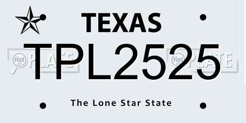 TPL2525 Texas License Plate