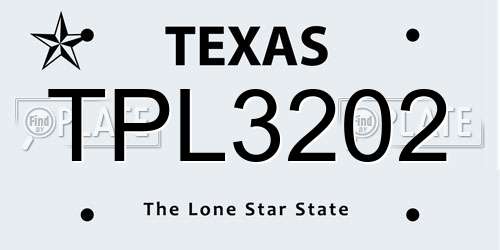 TPL3202 Texas License Plate