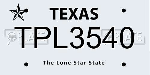 TPL3540 Texas License Plate