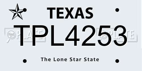 TPL4253 Texas License Plate
