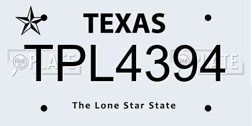 TPL4394 Texas License Plate