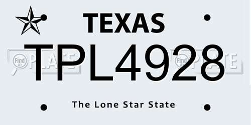 TPL4928 Texas License Plate