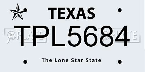 TPL5684 Texas License Plate