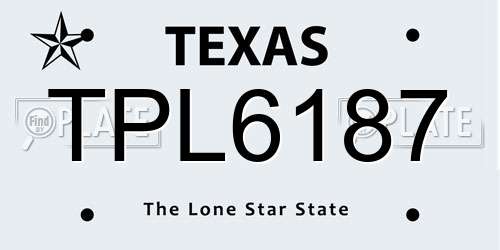 TPL6187 Texas License Plate