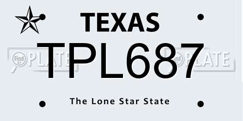 TPL687 Texas License Plate