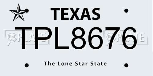 TPL8676 Texas License Plate