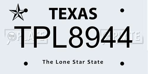 TPL8944 Texas License Plate
