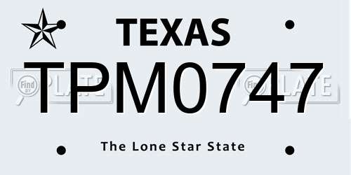 TPM0747 Texas License Plate