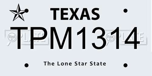 TPM1314 Texas License Plate