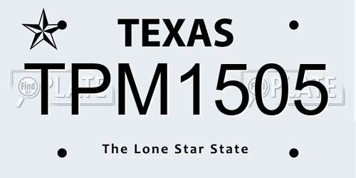 TPM1505 Texas License Plate