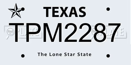 TPM2287 Texas License Plate