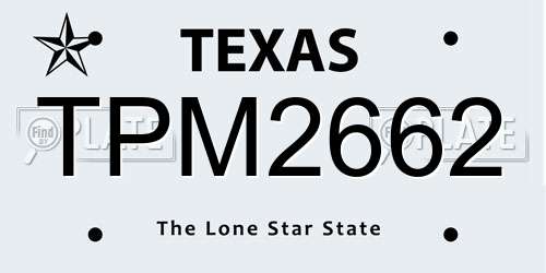 TPM2662 Texas License Plate