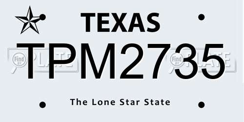 TPM2735 Texas License Plate