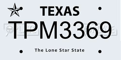 TPM3369 Texas License Plate