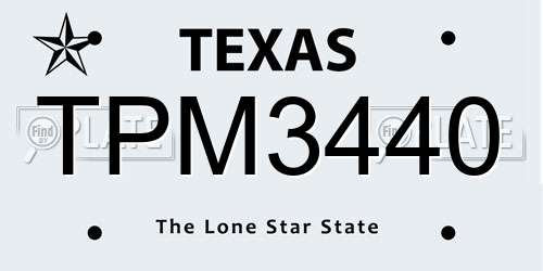 TPM3440 Texas License Plate