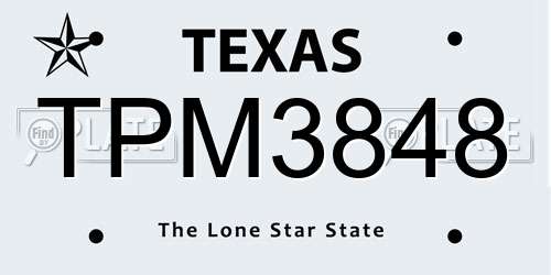 TPM3848 Texas License Plate