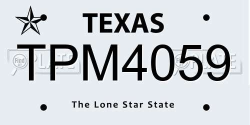 TPM4059 Texas License Plate