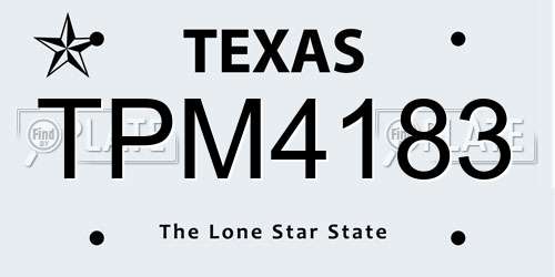 TPM4183 Texas License Plate