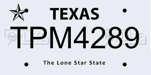 TPM4289 Texas License Plate