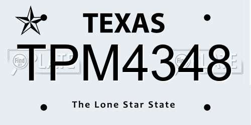 TPM4348 Texas License Plate