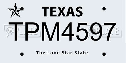TPM4597 Texas License Plate
