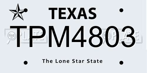 TPM4803 Texas License Plate