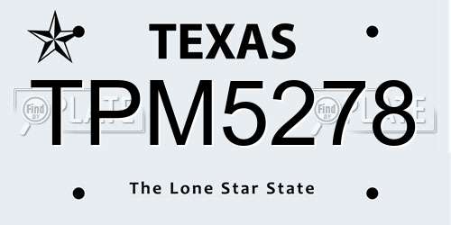 TPM5278 Texas License Plate