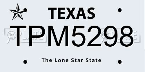 TPM5298 Texas License Plate