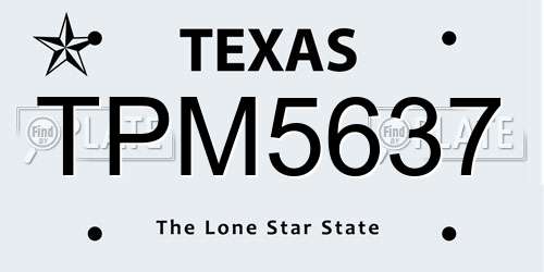 TPM5637 Texas License Plate