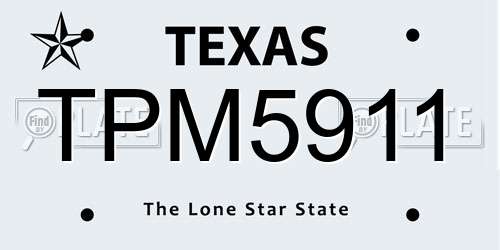 TPM5911 Texas License Plate