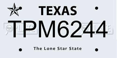 TPM6244 Texas License Plate
