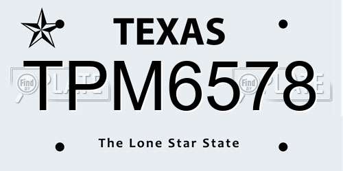 TPM6578 Texas License Plate