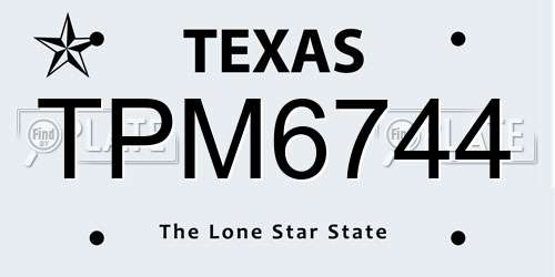 TPM6744 Texas License Plate