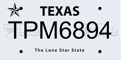 TPM6894 Texas License Plate