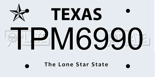 TPM6990 Texas License Plate
