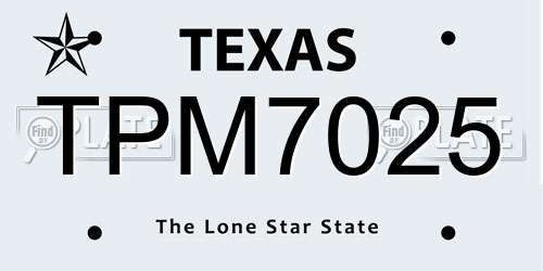 TPM7025 Texas License Plate