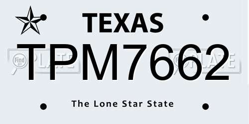 TPM7662 Texas License Plate